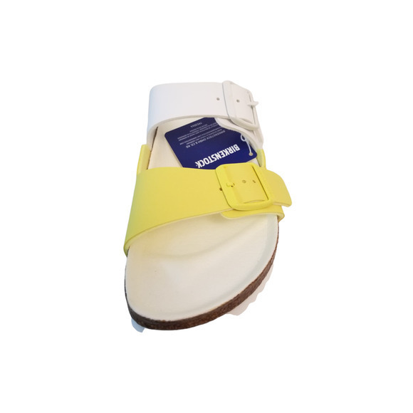 NIB$160 BIRKENSTOCK Arizona Split Leather White Yellow US 9-9.5 - Picture 3 of 11